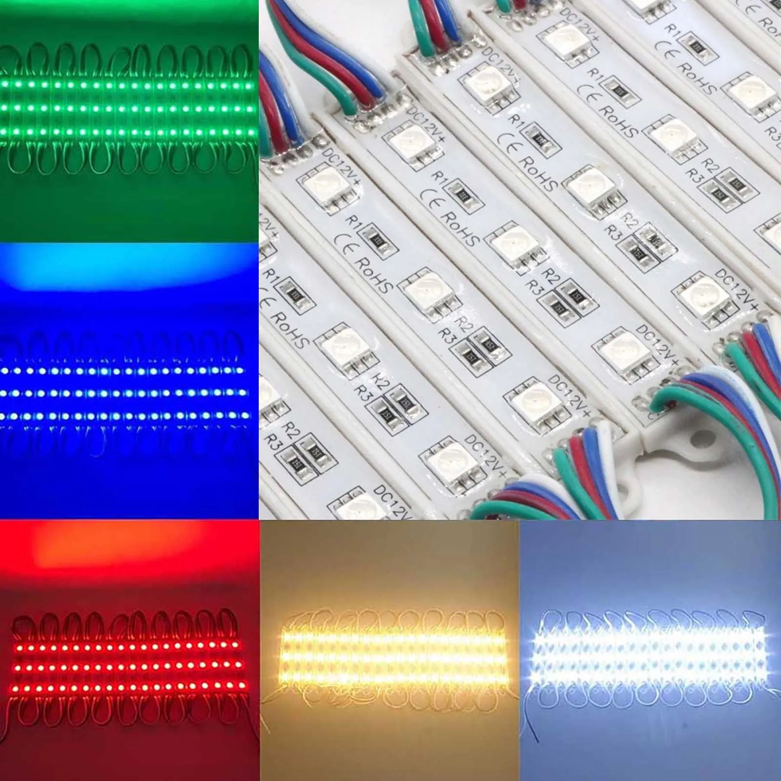 

20PCS/Lot DC12V LED Module 5050 LED Lights Waterproof Advertisement Design 3 LED Modules Lights RGB Color Super Bright Lighting