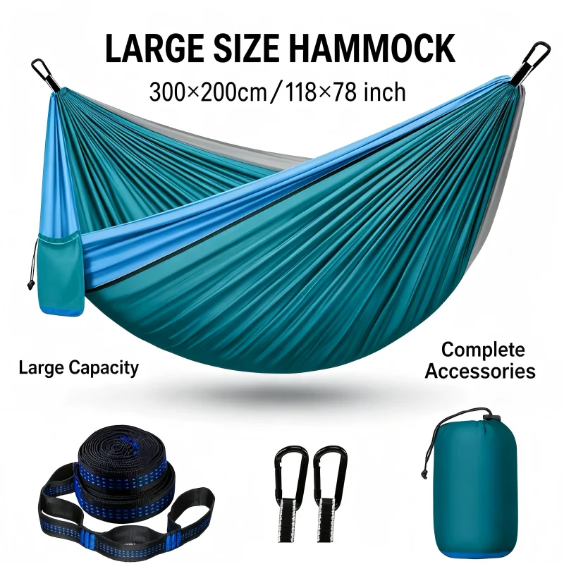 Outdoor Camping Hammock, Portable Hammock Swing Chair with Tree Straps & Carabiners, for Hiking, Backpacking, Backyard Patio