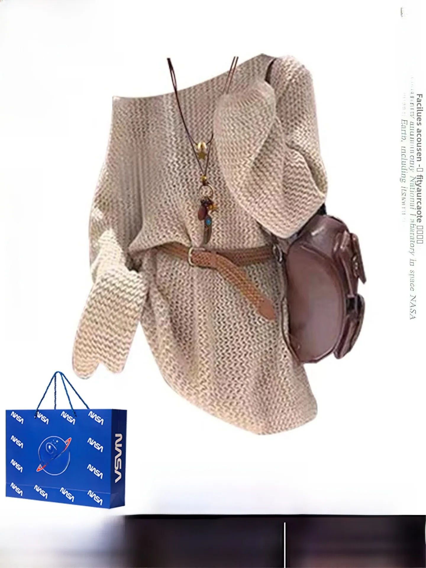 

American Retro Lazy Sle Loose Knitted Sweater with Belt Hollow out oulder High Quali Slimming Ele Top Women's Faion