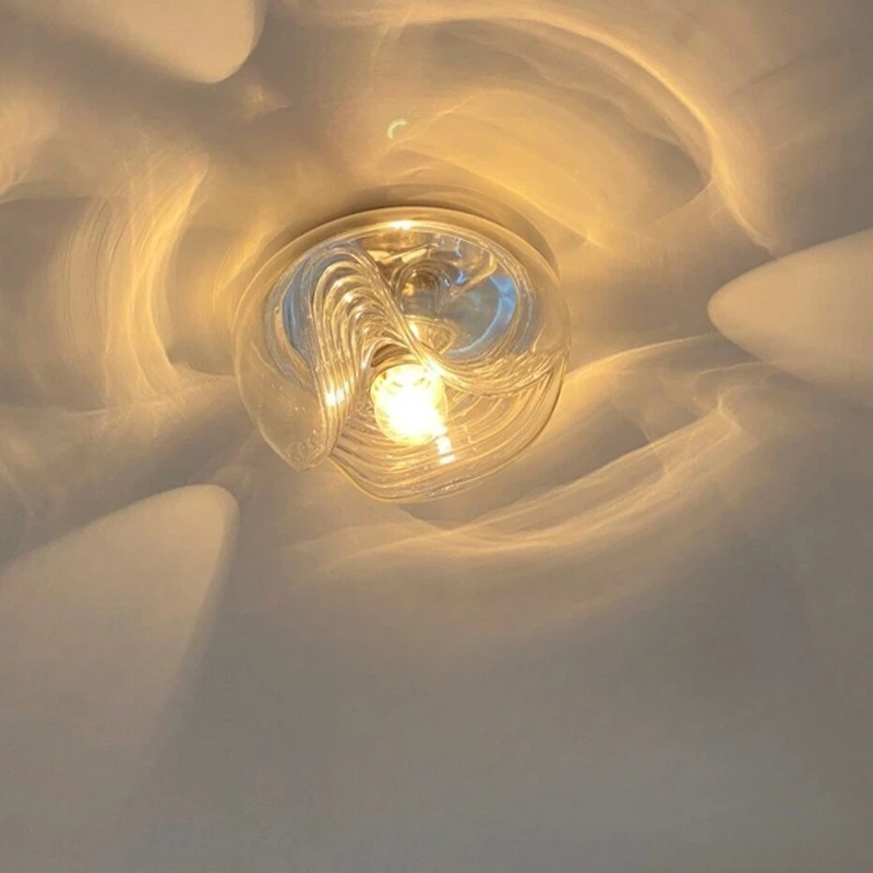 Designer used glass ceiling light, hallway entrance light, Bauhaus wave pattern, dining room balcony bay window small chandelier