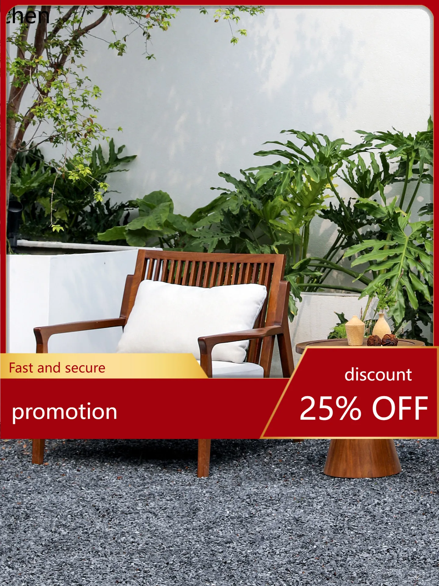 

CZ Outdoor Sofa Chair Balcony Recliner Solid Wood Spa Hotel Open-Air Waterproof Outdoor Garden Patio Leisure Chair Set