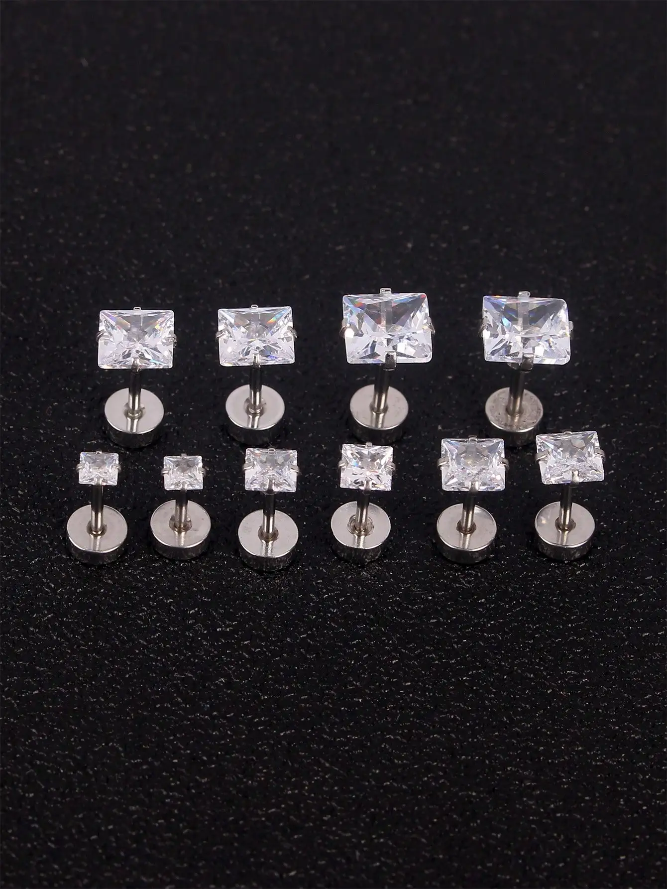 1-5pairs Simple Square Stainless Steel Stud Earrings For Men And Women, Suitable For Daily Wear And Gifts