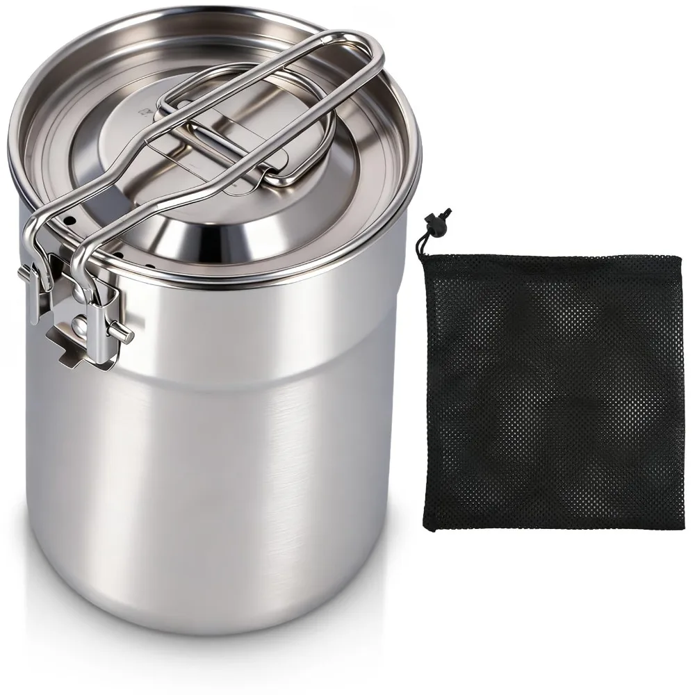 1L Foldable Camping Cups Mugs Stainless Steel Water Cup Mug Coffee Pot ...