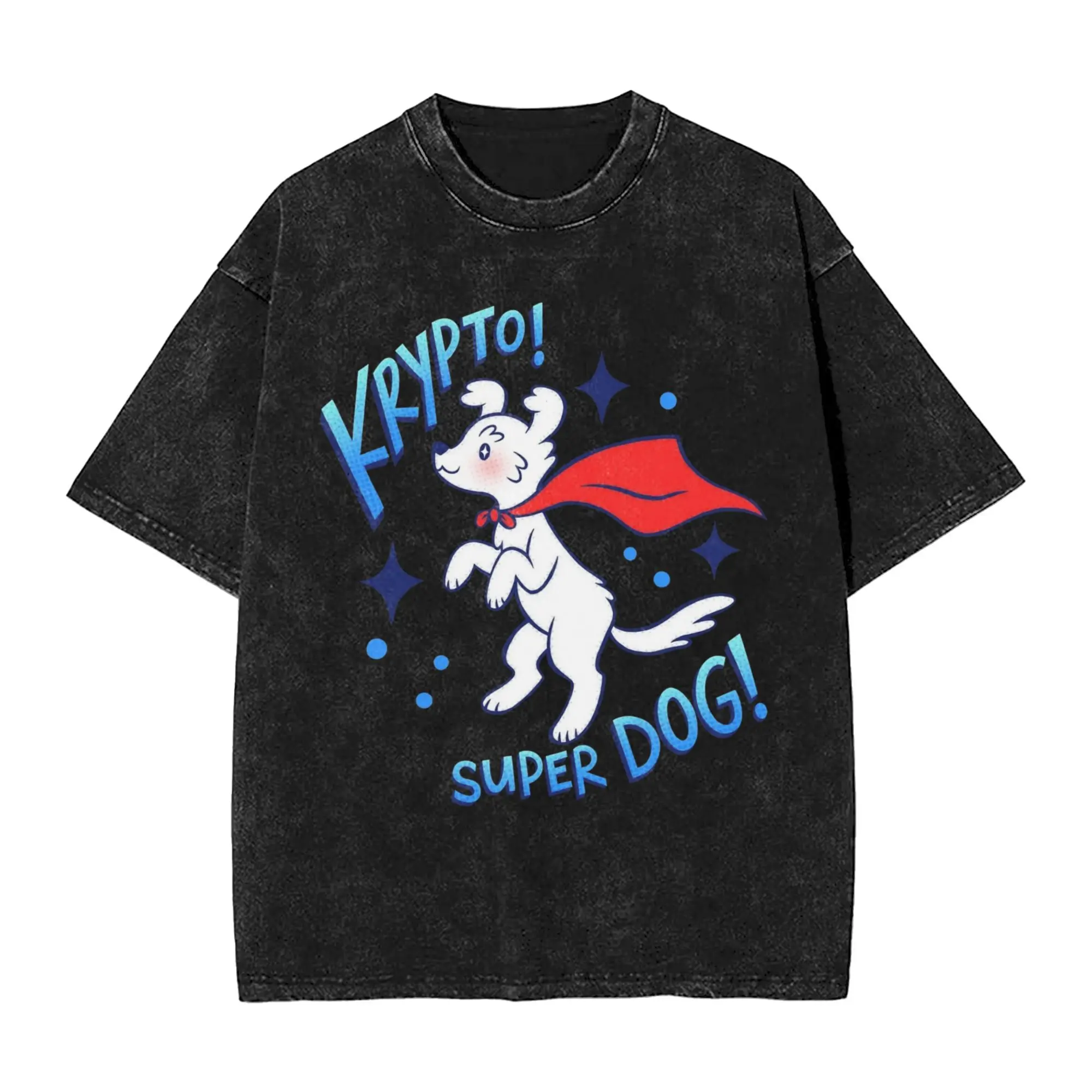 Camiseta lavada para hombre, camisetas sencillas con perro Krypto, camiseta Hippie para hombre, ropa informal Retro Y2K de verano