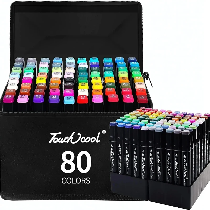 Juego de rotuladores de arte aceitoso de doble cabeza, 24-80 colores, para dibujar bocetos, marcadores a base de punta aceitosa, Graffiti, Manga, suministros de arte escolar