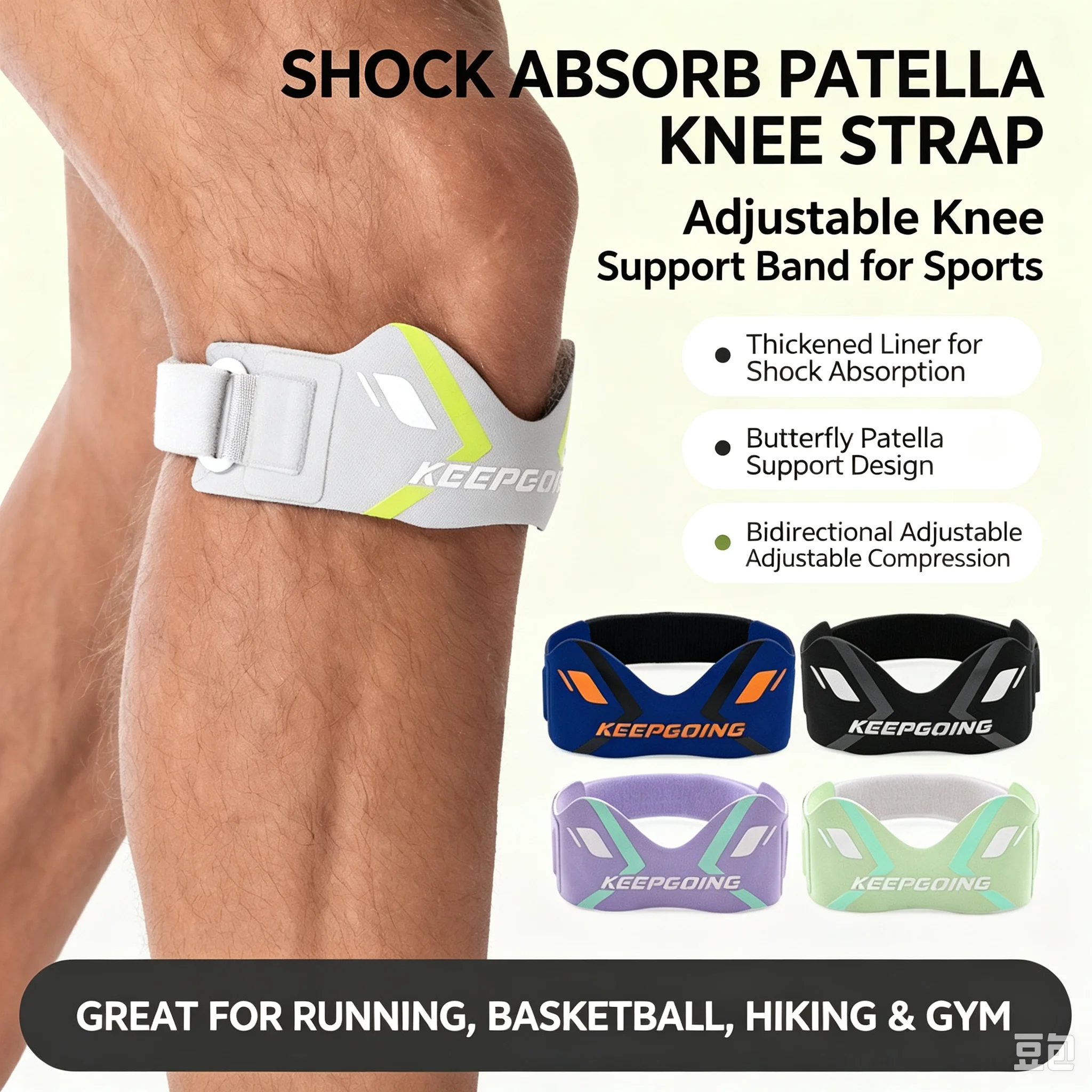 Basketball Knee Pads for Running, Cycling, Fitness – Patella Compression Stabilizer, Hiking Knee Sleeve, Meniscus Protector