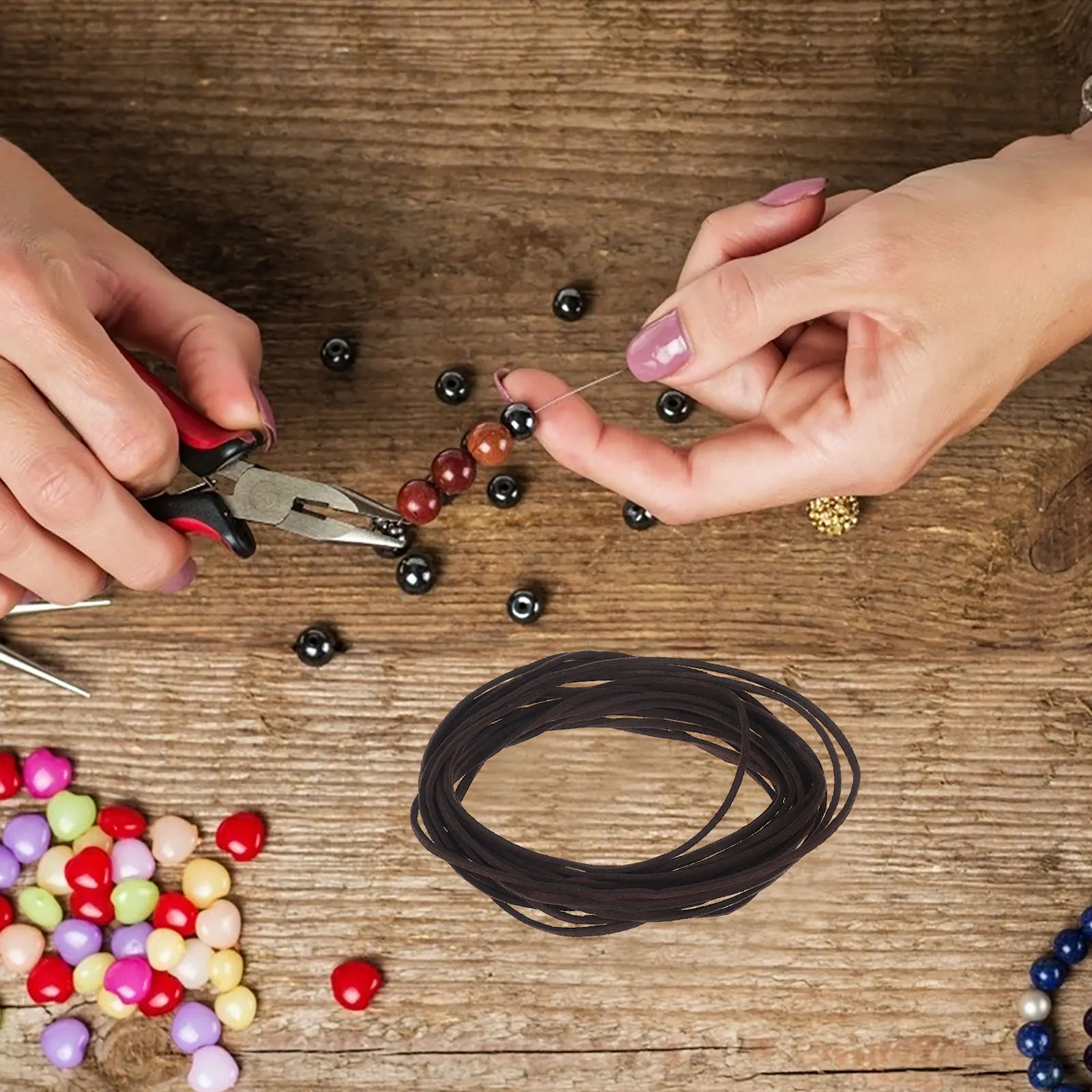 

5M Coffee Cord for DIY Bracelets Necklaces Key Chains Craft Rope Knitting String Jewelry Making Supplies Soft Cattlehide