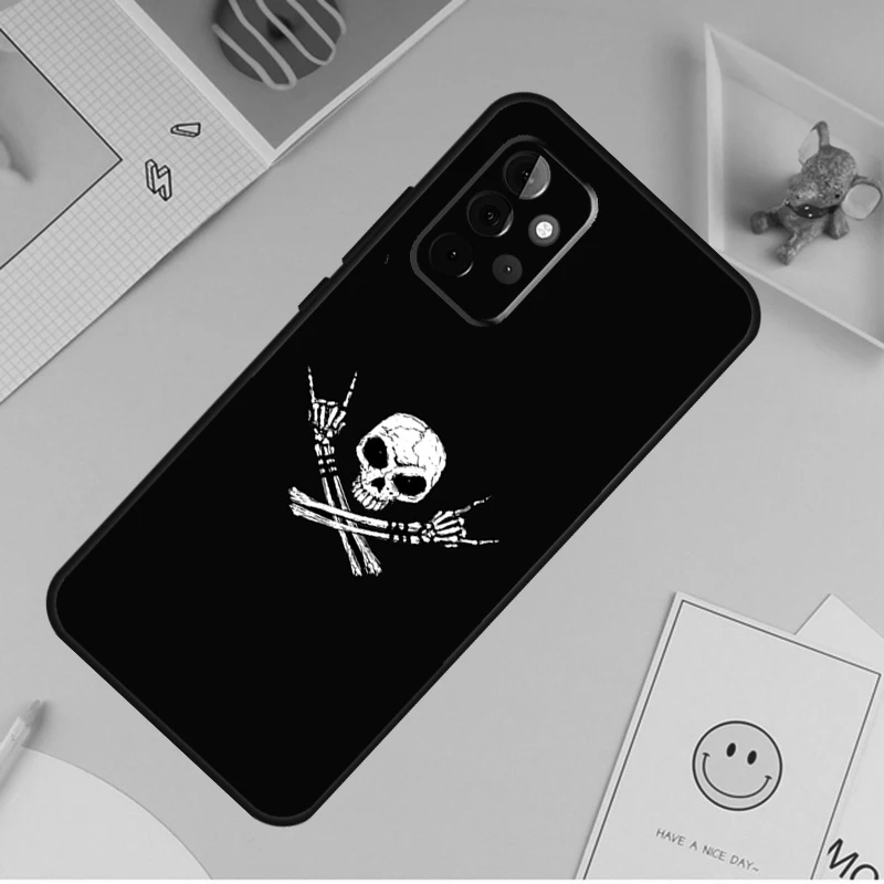 Rock and Roll Skull Case For Samsung Galaxy A54 A34 A14 A13 A33 A53 A12 A32 A52 A71 A51 A15 A25 A35 A55 Cover image 6