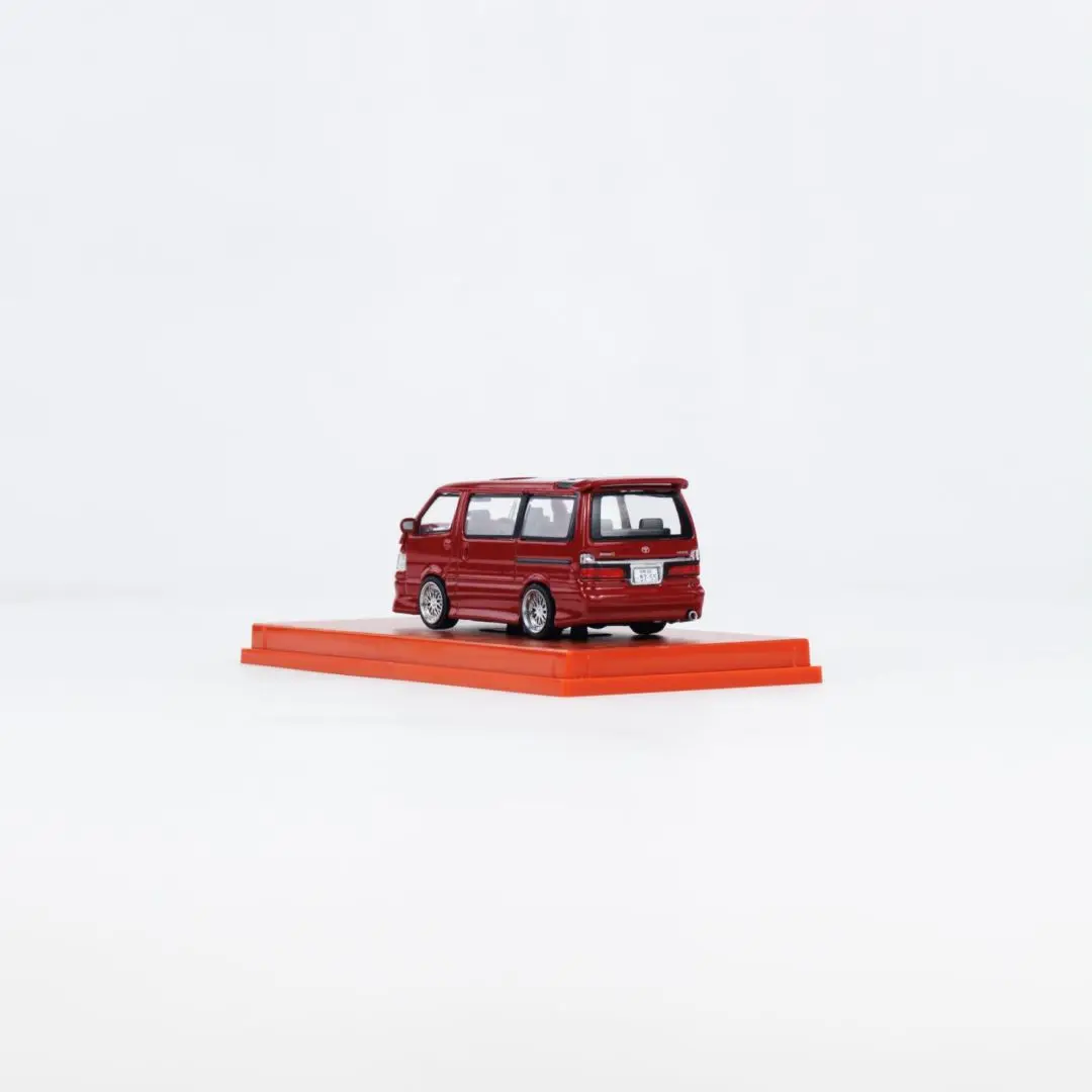 Tarmac Works 1:64 Hiace Wagon Custom Red  Diecast Model Car