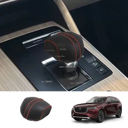 For Mazda CX-60 CX60 2022-2024 For CX90 CX80 2024 2025 Car Leather Head Knob Gear Shift Collars Handbrake Grip Cover Accessories