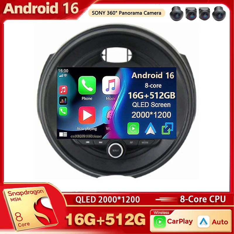 Android 16 Car Radio Multimedia Player For BMW MINI COOPER F54 F55 F56 F60 2015 - 2019 Auto Carplay Car Stereo wifi+4G Ai voice