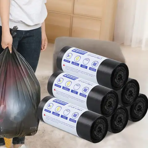 30Bags/Roll Disposable Garbage Bag Trash Can Bin Small Medium Large Rubbish Bag Black Points Off Plastic Bags Bathroom Kitchen