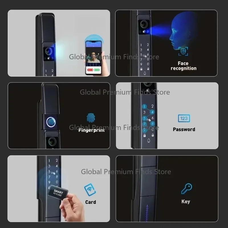 Tu Ya Outdoor Smart Home Security Lock IP64 Waterproof Face Recognition Fingerprint Sliding Door Lock with 120° HD Camera