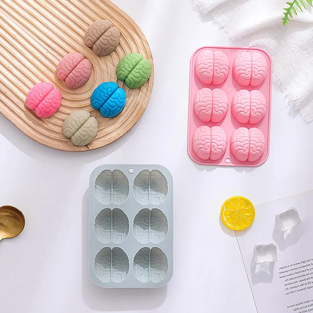 2Pcs Silicone Brain Mold Chocolate Flexible Candy Baking DIY Cake Fondant Mold Creative Silicone Baking Molds Kitchen Chocolate view 4