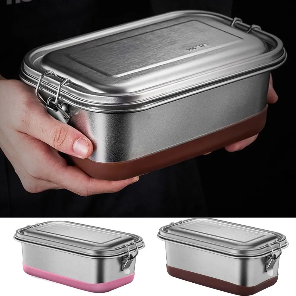 

Sealed Stainless Steel Lunch Box Heat-resistant Divided Grids Food Storage Container Non-slip Silicone Bottom Portable Lunchbox