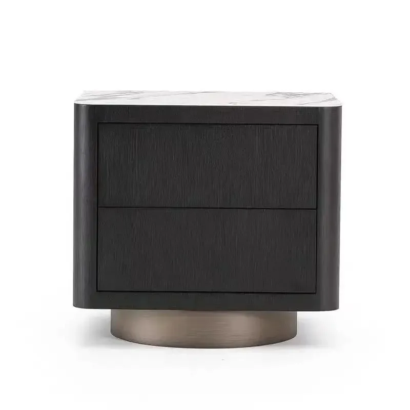 

Smoke color bedside table Solid wood rock slab Home simple edge Bedroom bedside table