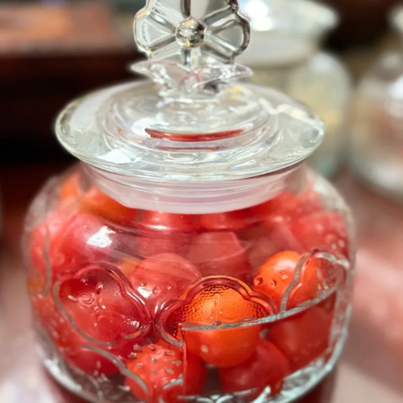 خمر منحوتة بيجونيا نمط الزجاج مختومة جرة تخزين جرة المطبخ المنزلية المجففة الفاكهة الحلوى وجبات خفيفة تخزين الشاي تخزين الجرار