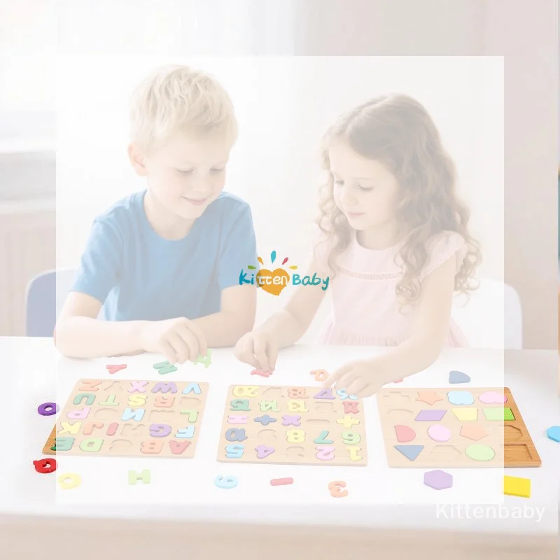 

Colorful Alphabet Number Wooden Puzzles Kids Intelligent Matching Game Preschool Children Early Educational Toys