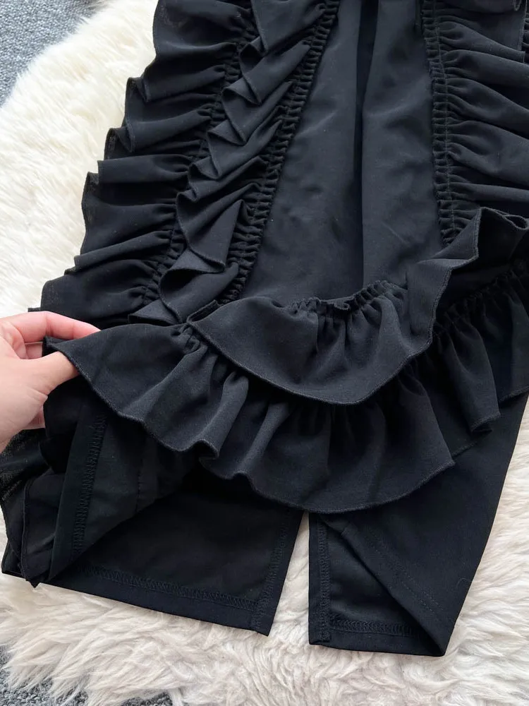 Vestido  Ne de Moda para Mujer, Primavera Verano, Cintura Alta, Estilo Falda en Línea A, Diseño con Ribete de Encaje F...