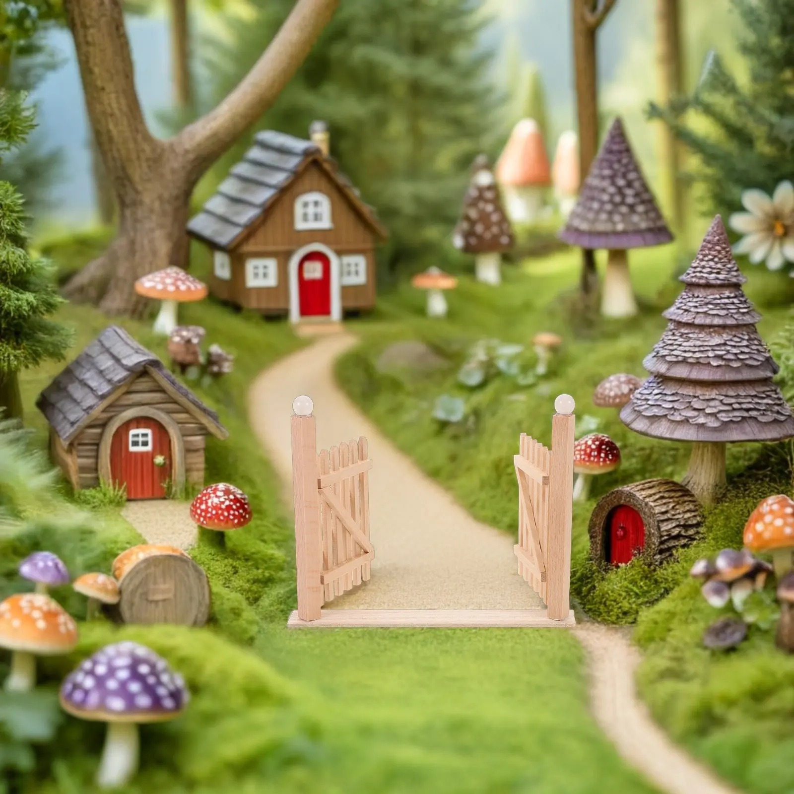 

Miniature Wooden Double :12 Scale Realistic Garden Entrance for Dollhouse Outdoor Scenes DIY Fence Accessory