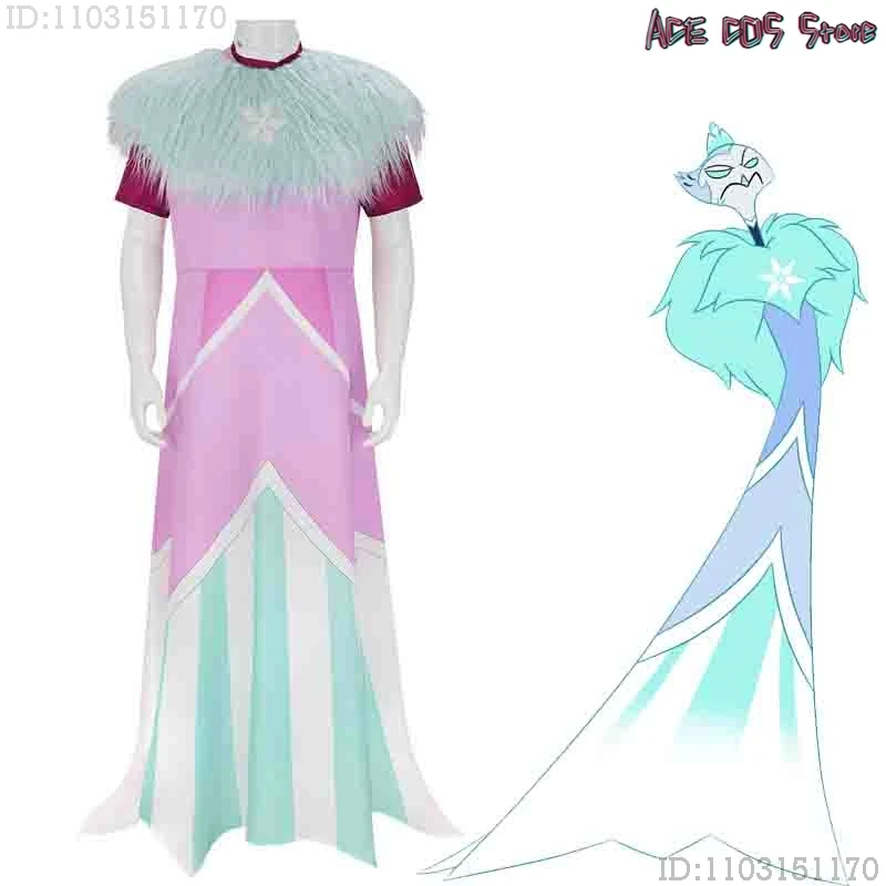Disfraz de Helluva Andrealphus Boss, disfraz de Anime, disfraz de Reina del Hielo, traje Unisex, conjunto elegante para fiesta de Halloween, vestido nuevo 2025