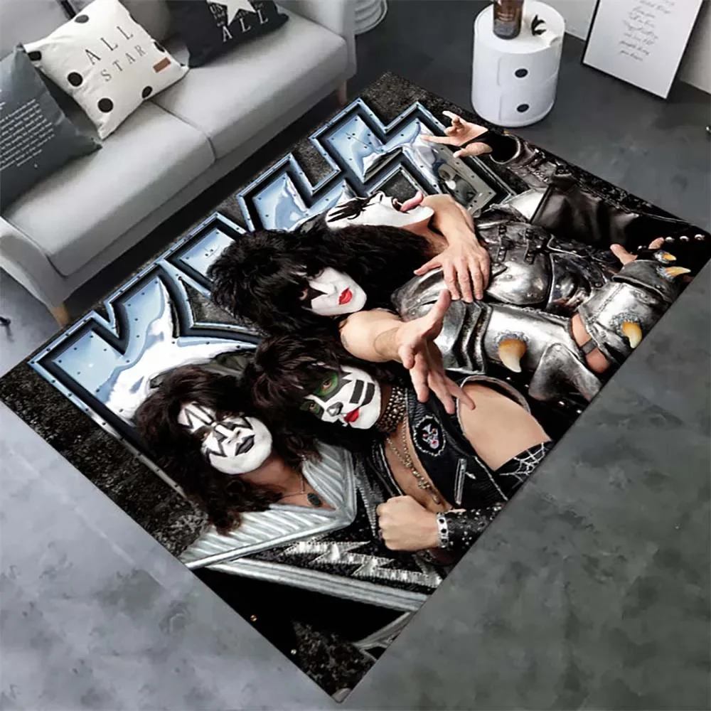 Kiss Band Print Carpet Children's Play Room Carpet Living Room Bedroom Non-slip Carpet Photography Props Birthday Gift