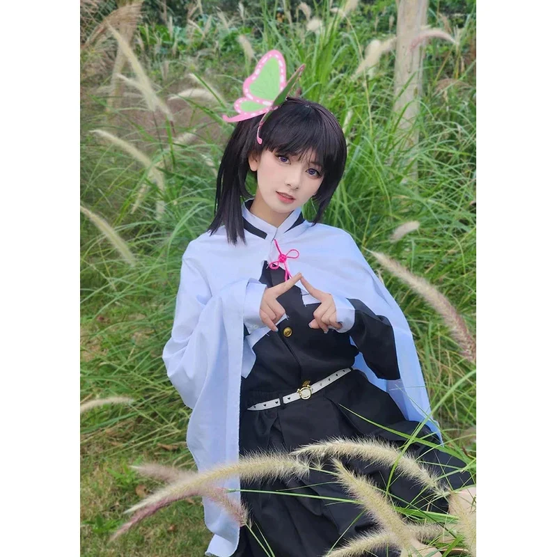 Kanao Tsuyuri Kanawo Costume Cosplay Anime Demon Slayer Unform Kimetsu No Yaiba adulto bambini vestito da partito parrucca farfalla Outfit
