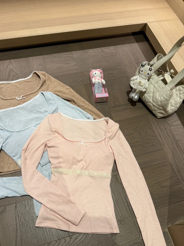 

Soft Fce Women's Base irt Multi-Color Detachable Chest Pad Autumn Winter Inner Wear Top Casual Slim Fit Long Sve T-irt