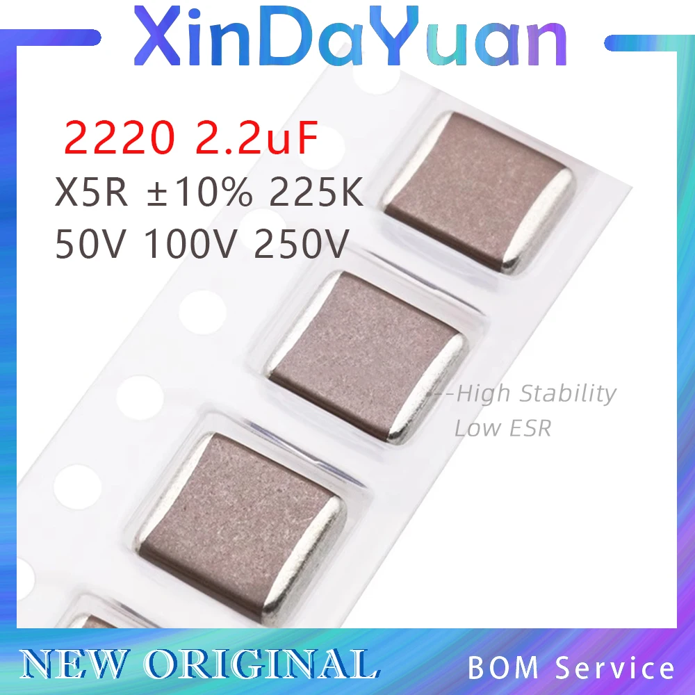 

5pcs 2220 2.2uF 225K 50V 100V 250V ±10% X5R SMD Multi-Layer Ceramic Capacitor MLCC