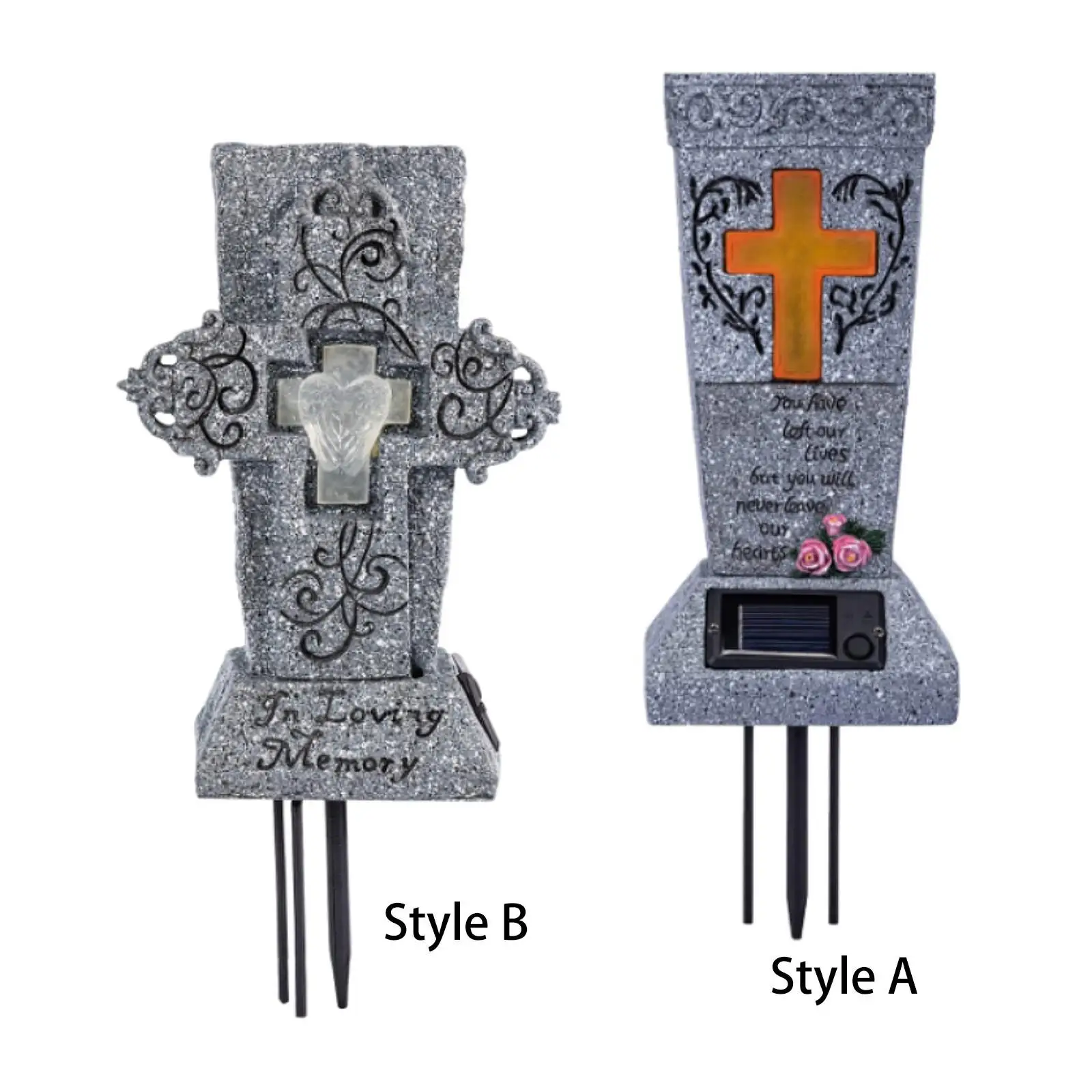 Solar Cemetery Vase Cemetery Commemorative Gift Garden Statue Flower Vase with Spikes Headstones Vase Grave Flower Holder