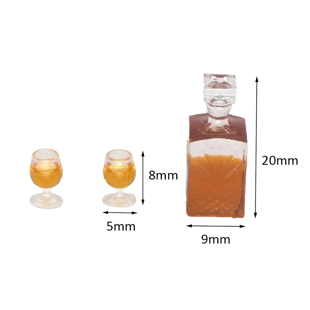 1/12 Poppenhuis Miniatuur Wijnfles Beker Set Mini Whisky Drankjes Model Speelgoed voor Poppenhuis Accessoires Decoratie ob11 bjd