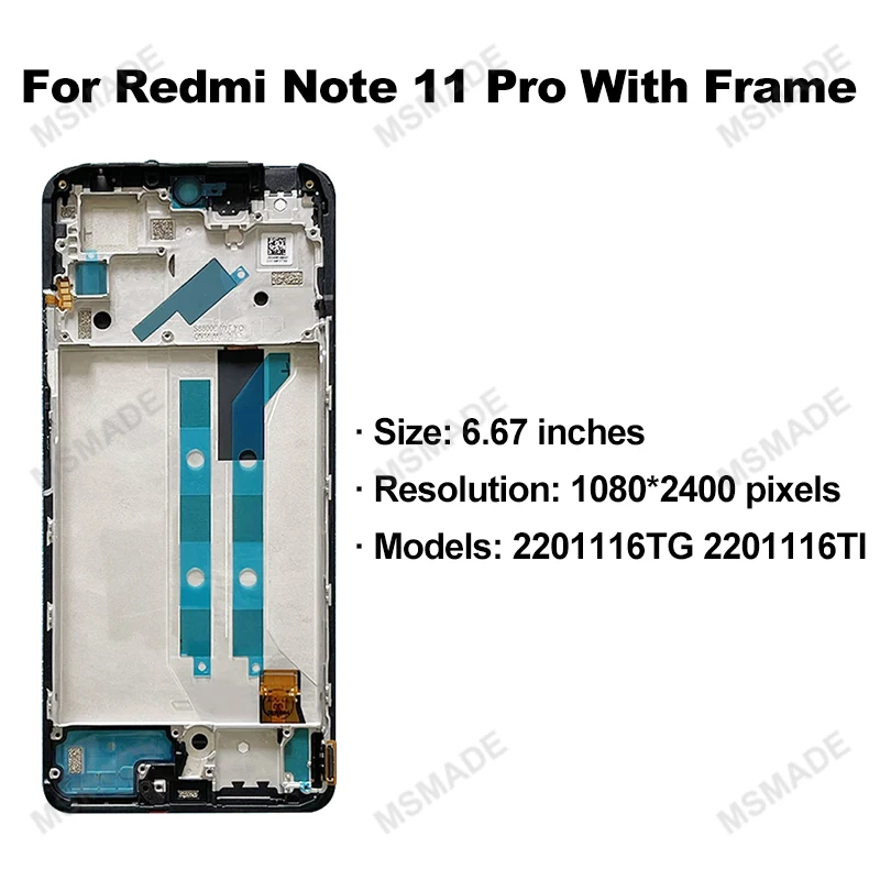 AMOLED For Xiaomi Redmi Note 11 LCD Note 11S 2201117TG Screen Touch Digitizer Replace For Redmi Note 11 Pro 2201116TG Display