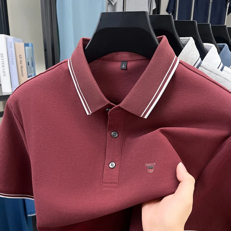 100% Reine Baumwolle Sommer Herren Premium Marke Exquisit Besticktes Poloshirt Knitterfrei Atmungsaktiv Tägliches Business Casual Oberteil – Detail 19