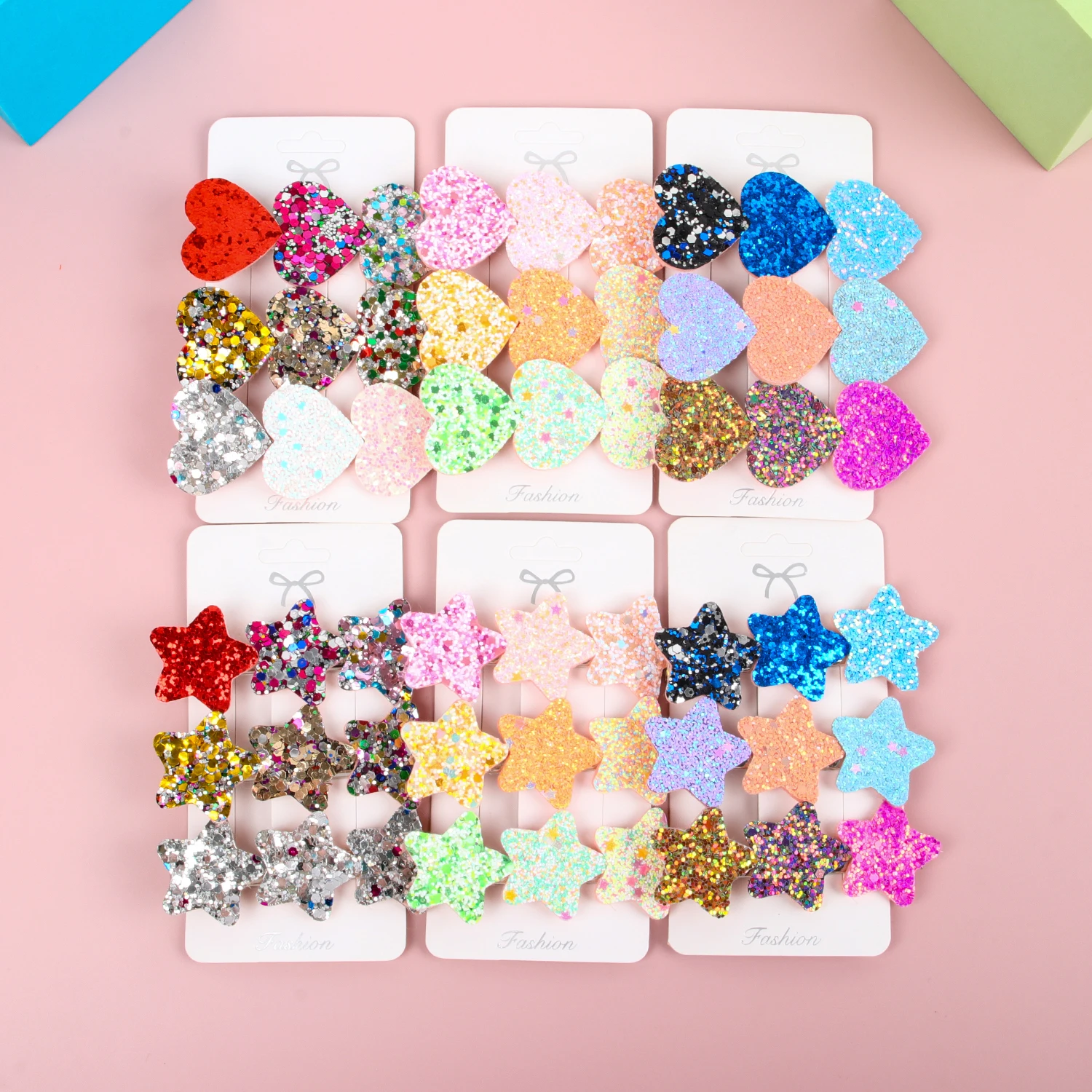 3PCS Colorful Star Hair Clips Women Grils Cute Glitter Heart Hairpin Barrettes Hair Clip Headwear Children Kids Hair Accessories