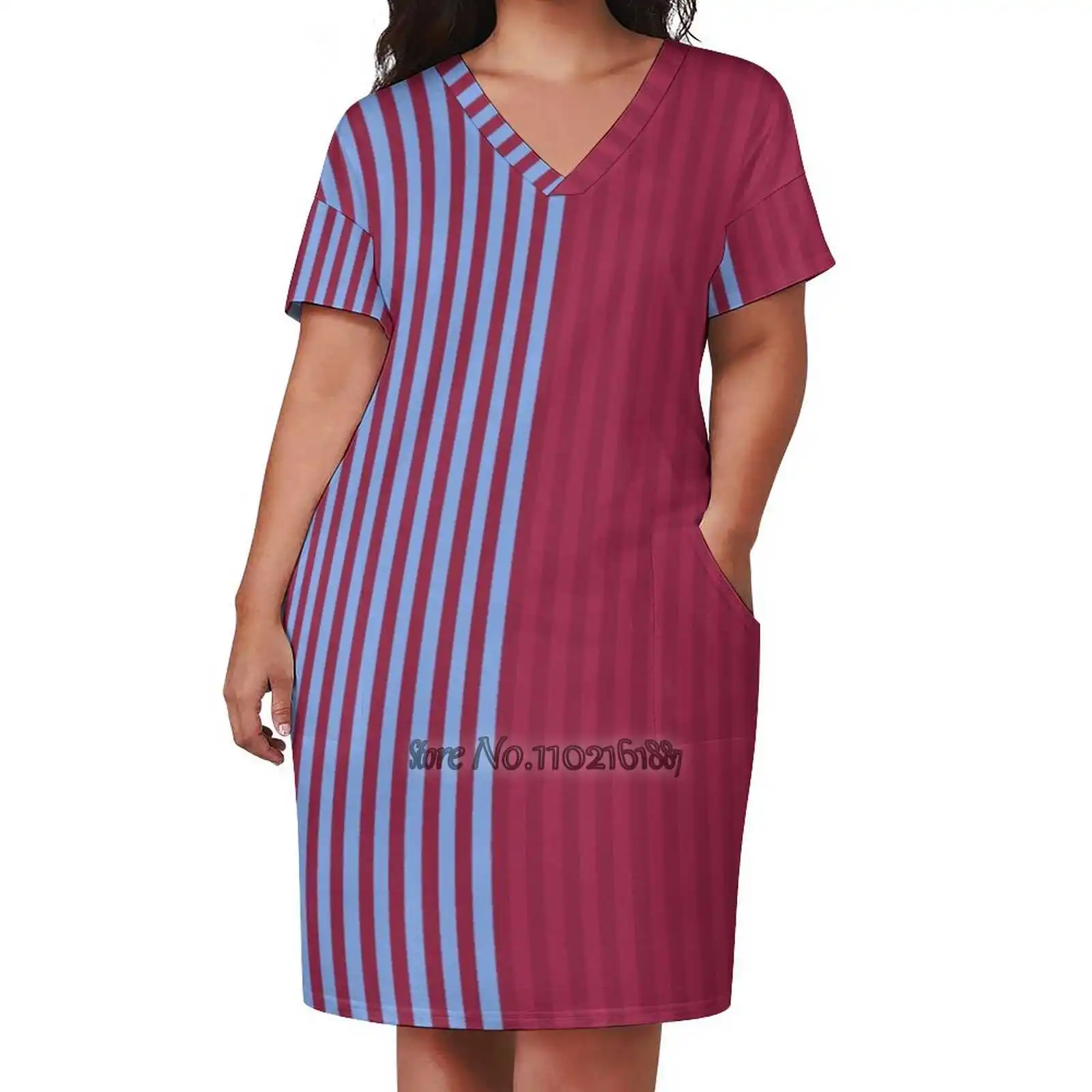 Villa Home '88 V-Neck Short Sleeve Dress A-Line Skirt Women'S Clothing Office Lady Elegant Skirt Avfc Villa Utv Football Soccer