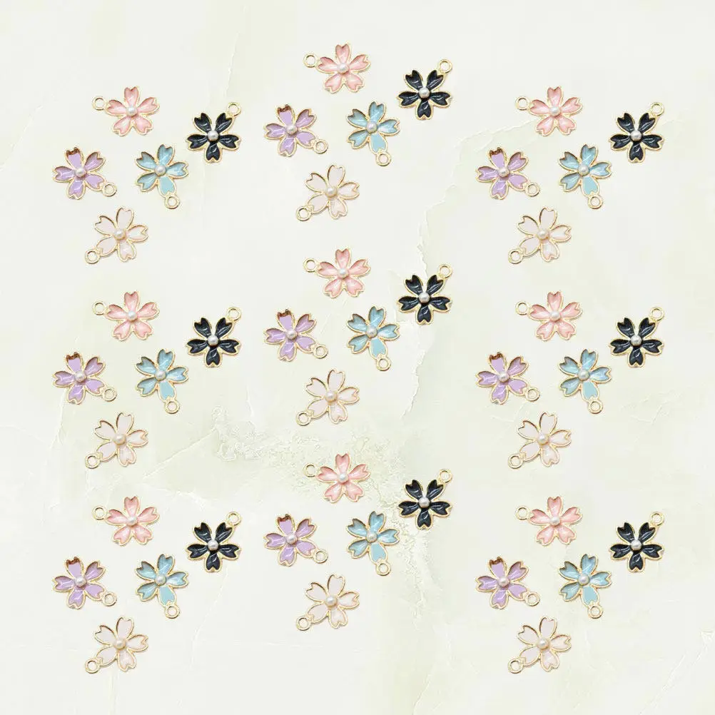 

50 шт. металлических подвесок в форме цветков вишни, уникальной формы, для изготовления ожерелий, браслетов, серег, аксессуары для рукоделия, подвески-шармы DIY