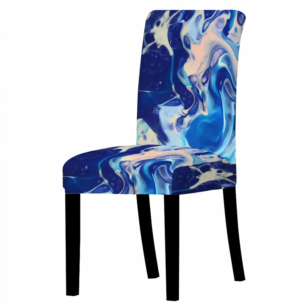 Marble Elastic Chair Cover Modern Dining Room Slipcover Back Chair Case Stretch for Kitchen Armchair Seat Hotel Wedding Banquet