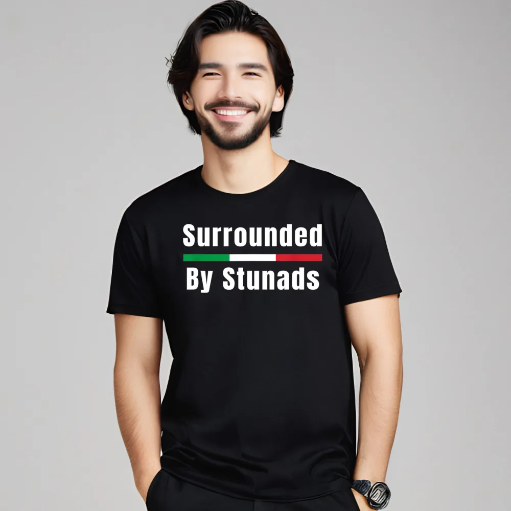 Funny Funny Ita ian Sayings Surrounded Leisure Tshirts Crewneck 100% Cotton Male Tops Tees Short Sleeve Tee-Shirts Lovers Day