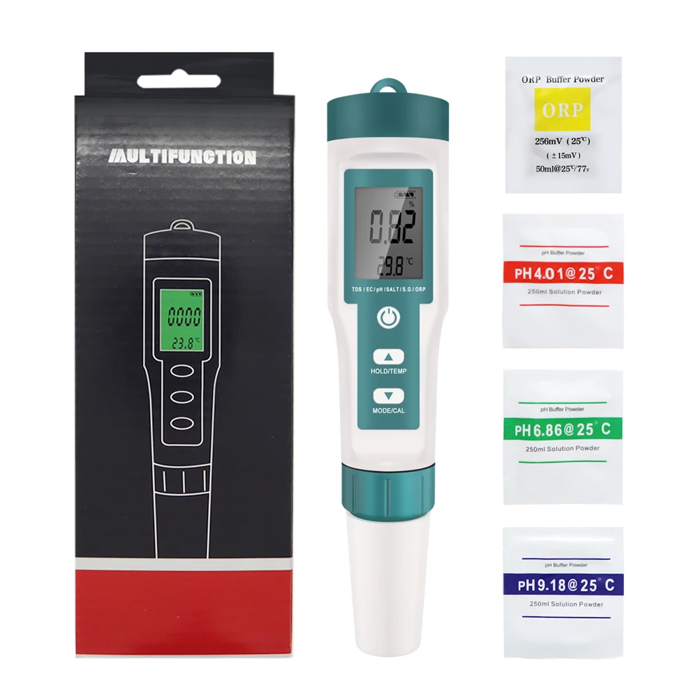 COM-600 7 in 1 PH TDS EC ORP Salinity S. G Temp Meter Water Quality Monitor Tester IP67 for Drinking Water, Aquariums PH Meter