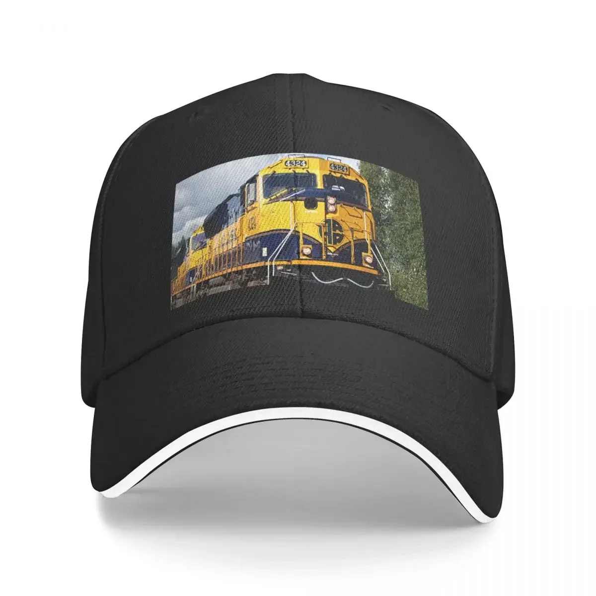 

Alaska Railroad train engine Baseball Cap Hat Luxury Brand black party Hat Military Cap Man Caps For Women Men's