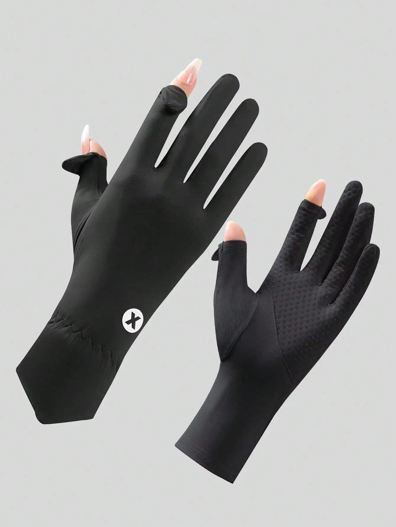 

One Pair Of Sun Protection Gloves Summer Thin Ice Silk Non-Slip Fingerless Touch Screen Professional Driving Cycling Gloves Cool High-End Ice Silk Gloves
