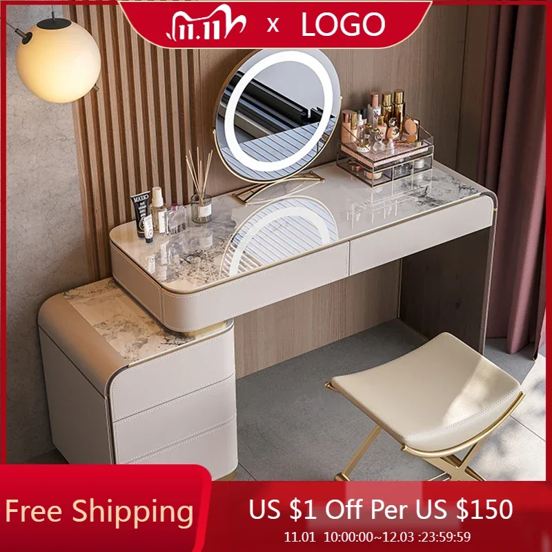 

Italian Minimalist Vanity Table Luxury Bedroom Drawer European Grey Dressing Table Girls Storage Comoda Pra Quarto Furniture