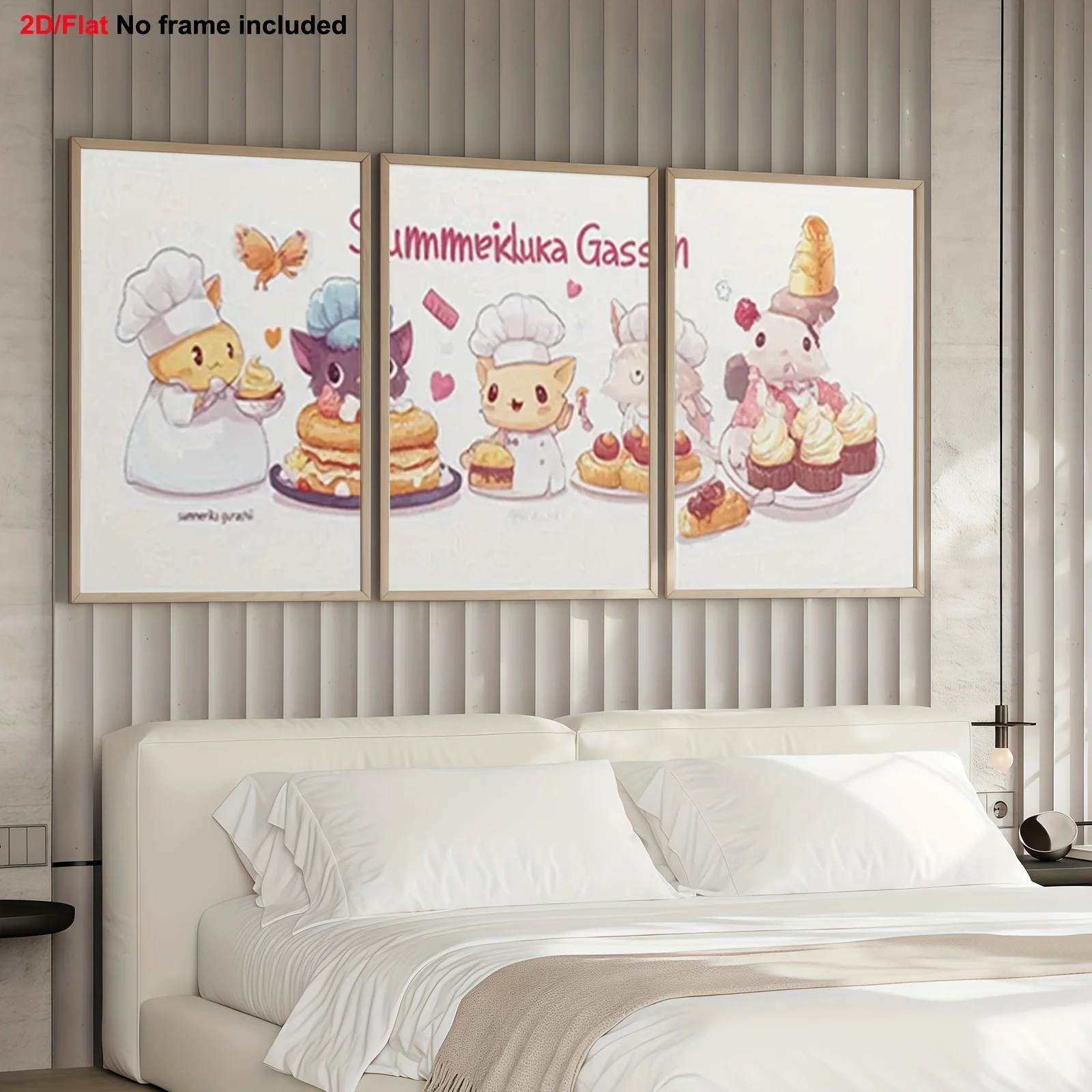 3 шт., декоративные картины для гостиной, 2D безрамное холст, качество изображения высокой четкости, 3 очаровательных аниме-холста с медведем Pri