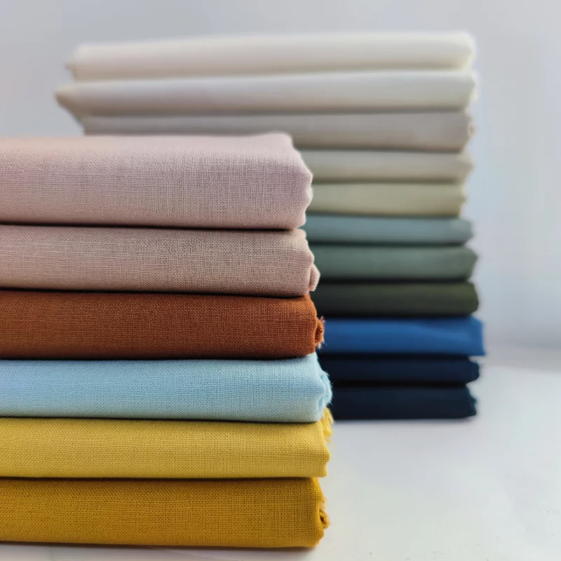 Linen Cotton Fabric Spring and Summer Thin Solid Color Breathable Shirt Short Tapered Pants Women's Long Skirt Fabric DIY Fabric