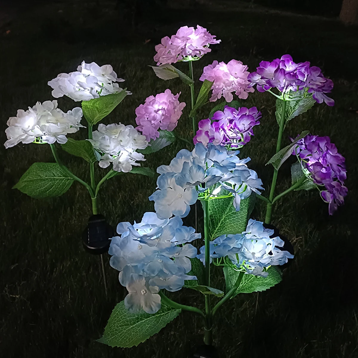 

Solar hydrangea ground mounted lights. Decoration suitable for gardens, villas, and festive party atmospheres