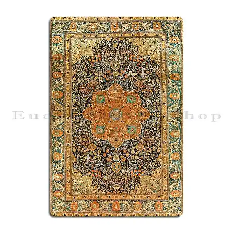 Antique Mohtashem Kashan Persian Rug Print Metal Plaque Poster Cinema Poster Plaques Design Cave Tin Sign Poster