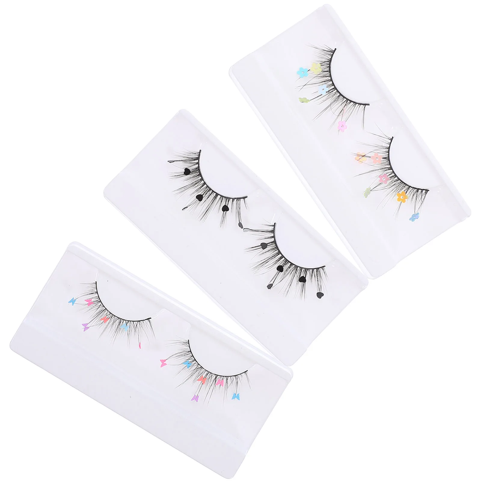 

3Pairs Colored Lash Extensions Sequin Eyelashes Fashionable Charm Women Strip Lashes for Wedding Vacation Shopping Events