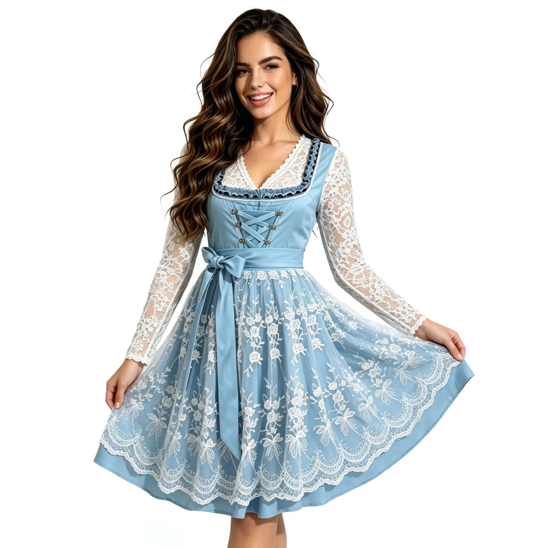 Adult Women Traditional Cosplay Costume Beer Festival Maid Tops with Dress Set Carnival Theme Party Role Playing Outfits - view 4