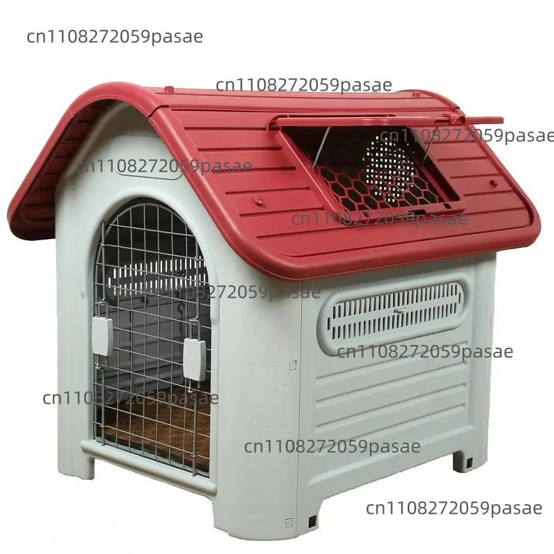 Durable plastic outdoor doghouse, comfortable and cool doghouse with beautifully printed design, shelter for garden doghouse