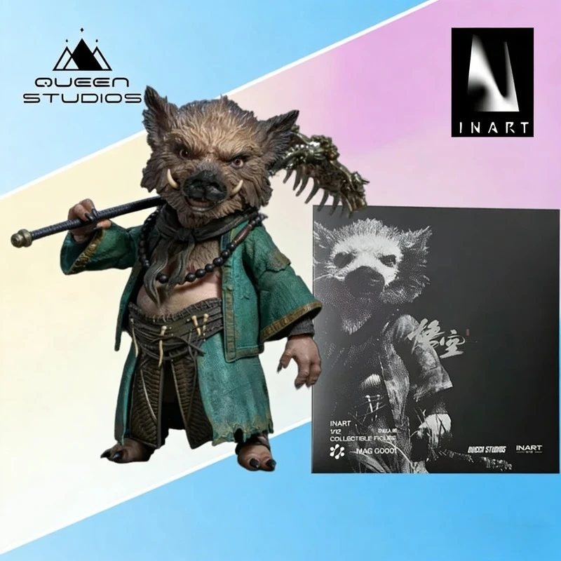 

QueenStudios Original MORFIG 1/12 Scale Zhu Bajie PVC Articulated Collectible Action Figure Display Model Ornament Gift for Boys